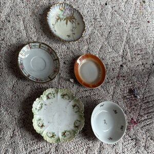 Vintage Mixed Porcelain Tea Saucers - Floral & Gold Accents